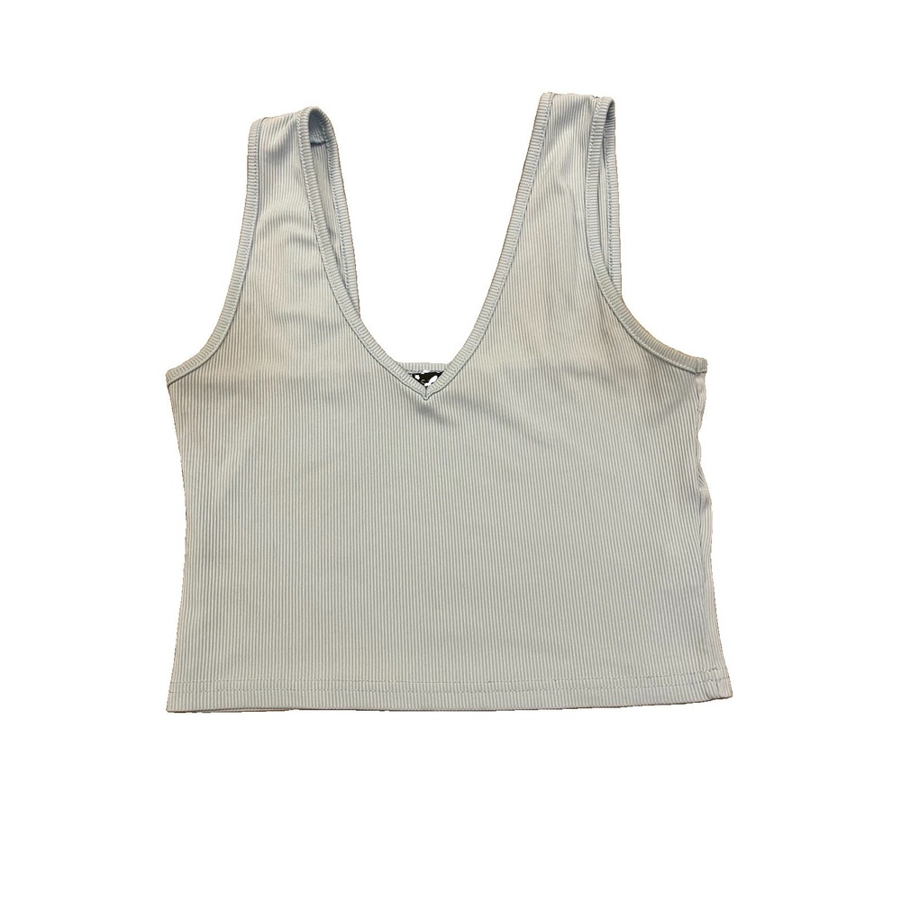 SHEIN Women's Tank Top Cropped Lt Blue Ribbed Lots Of Stretch NWOT Sz S